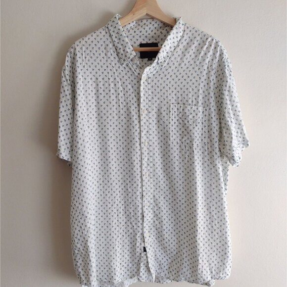 Rails Mens Carson Shirt XXL in Bleu Fleurs White and Blue Linen Blend Button Up - Picture 11 of 11
